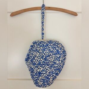 J Crew blue and white woven clutch/wristlet bag